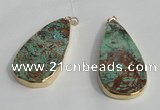 NGP1414 30*50mm - 35*55mm flat teaerdrop ocean agate pendants