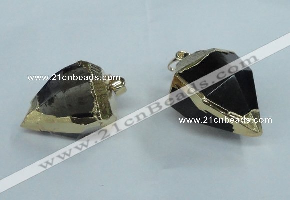 NGP1417 20*25mm - 25*30mm faceted nuggets smoky quartz pendants
