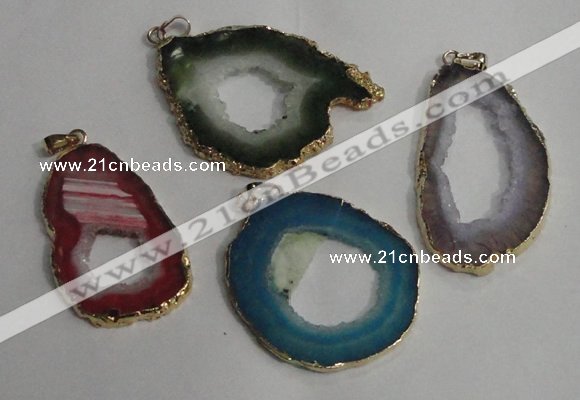 NGP1431 30*45mm - 45*55mm freeform plated druzy agate pendants
