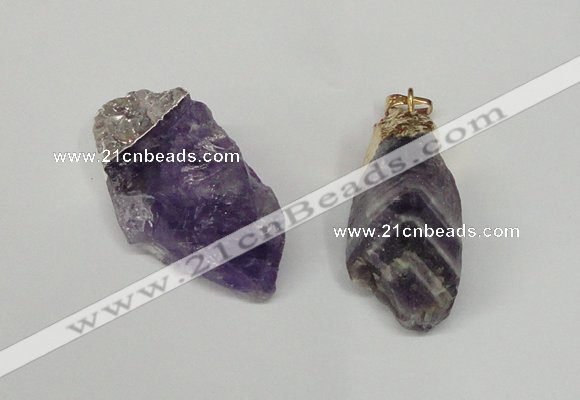 NGP1504 20*30mm - 25*50mm nuggets amethyst gemstone pendants
