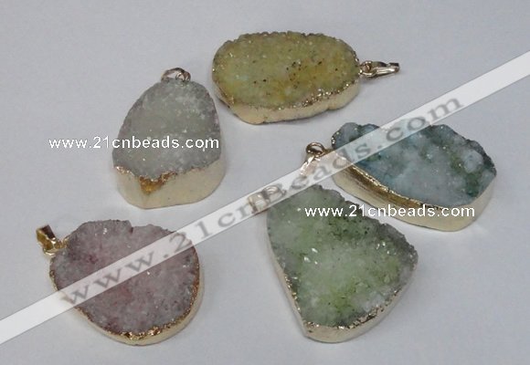 NGP1514 20*30mm - 25*35mm freeform plated druzy agate pendants