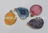 NGP1515 20*30mm - 25*35mm freeform plated druzy agate pendants