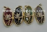 NGP1564 8*28*60mm oval agate with brass setting pendants