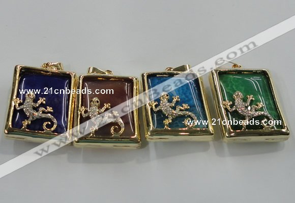 NGP1568 9*33*45mm rectangle agate with brass setting pendants