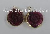 NGP1708 28*30mm - 30*32mm carved flower agate gemstone pendants