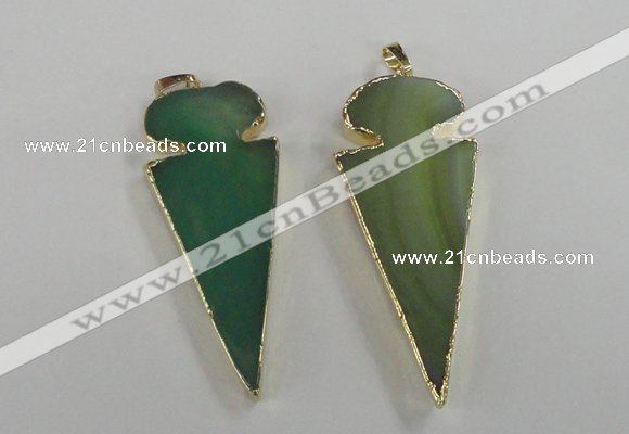 NGP1724 30*65mm arrowhead agate gemstone pendants wholesale