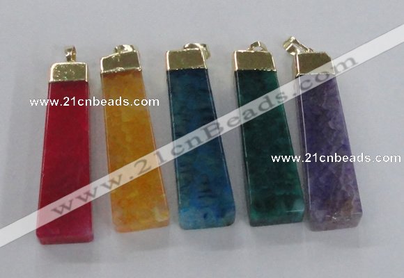 NGP1732 15*55mm trapezoid agate gemstone pendants wholesale