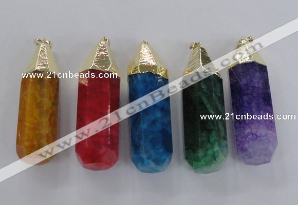NGP1739 17*60mm faceted nuggets agate gemstone pendants wholesale