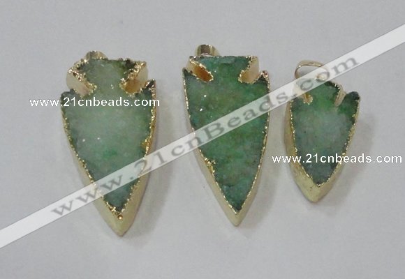 NGP1748 20*30mm - 25*50mm arrowhead druzy agate gemstone pendants