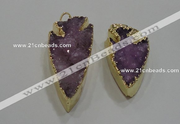 NGP1751 20*30mm - 25*50mm arrowhead druzy agate gemstone pendants