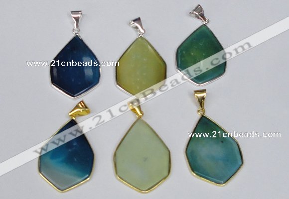 NGP1795 25*40mm freeform agate gemstone pendants wholesale