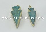 NGP1812 22*40mm - 28*48mm arrowhead druzy agate gemstone pendants