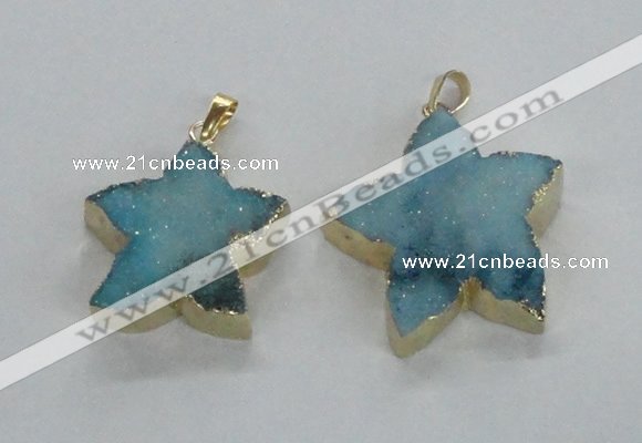 NGP1827 30*32mm - 38*40mm star druzy agate gemstone pendants