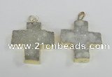 NGP1880 34*35mm - 35*36mm cross druzy agate gemstone pendants