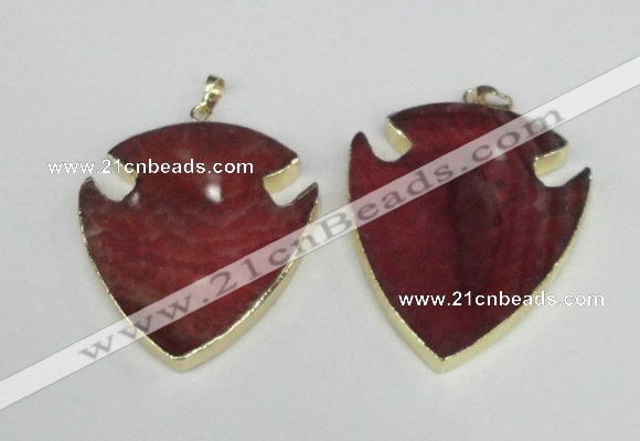 NGP1962 47*57mm arrowhead agate gemstone pendants wholesale