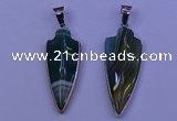 NGP2062 15*40mm - 18*45mm arrowhead striped agate pendants