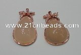 NGP2145 28*48mm agate gemstone pendants with crystal pave alloy settings