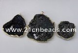 NGP2210 30*40mm - 45*55mm freeform plated druzy agate pendants