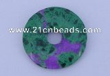 NGP223 5*30mm synthetic ruby zoisite & malachite gemstone donut pendant