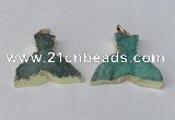 NGP2238 35*45mm - 40*55mm fishtail druzy agate gemstone pendants