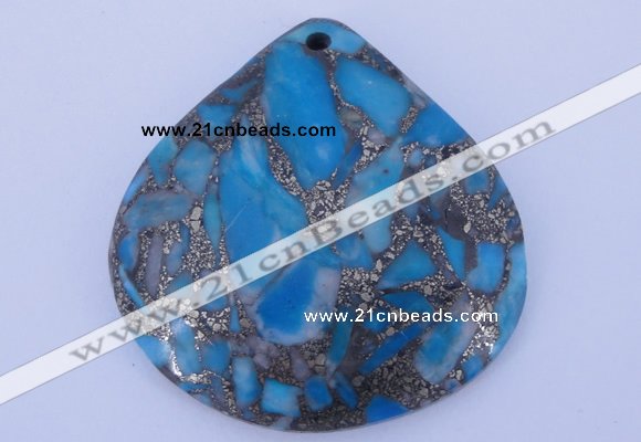 NGP237 40*40mm dyed golden turquoise & pyrite gemstone pendants