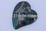 NGP254 41*50mm fashion malachite & pyrite gemstone pendants