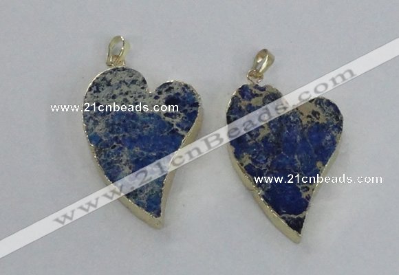 NGP2601 25*35mm - 35*45mm heart sea sediment jasper pendants