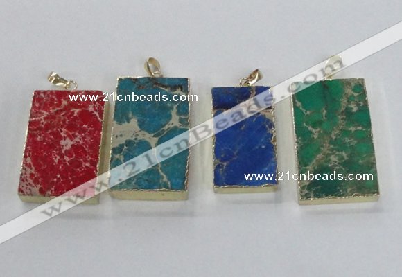 NGP2619 20*40mm - 25*45mm rectangle sea sediment jasper pendants