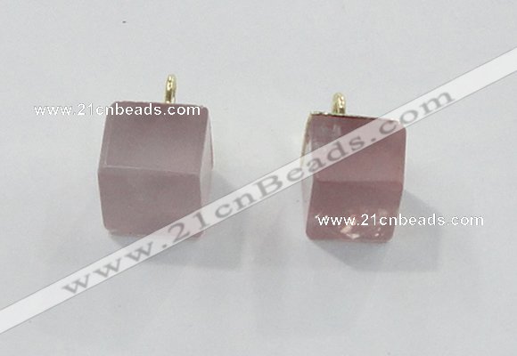 NGP2781 10*12mm - 12*14mm cube rose quartz gemstone pendants