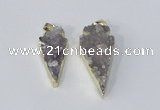NGP2954 15*35mm - 20*45mm arrowhead druzy agate pendants wholesale