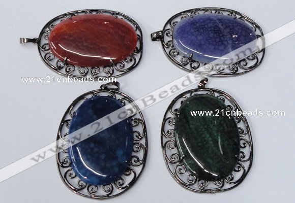 NGP2974 50*60mm oval agate gemstone pendants wholesale