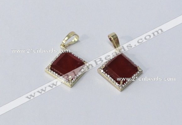 NGP3010 12*12mm diamond agate gemstone pendants wholesale