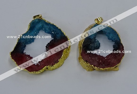 NGP3045 30*45mm – 40*60mm freeform druzy agate pendants