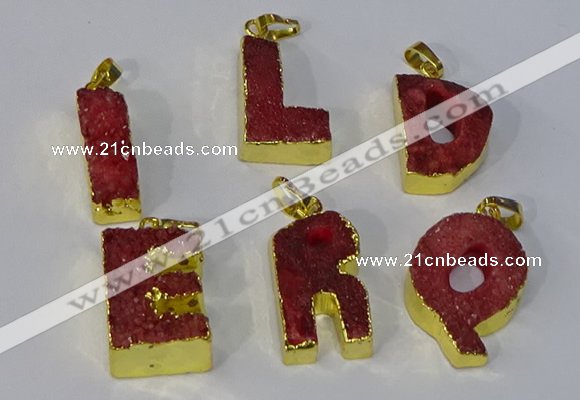 NGP3073 20*25mm - 25*30mm letter druzy agate pendants wholesale