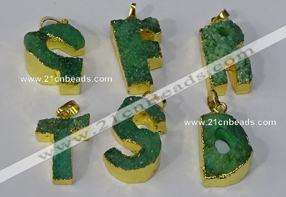 NGP3075 20*25mm - 25*30mm letter druzy agate pendants wholesale