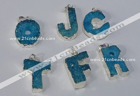 NGP3081 20*25mm - 25*30mm letter druzy agate pendants wholesale