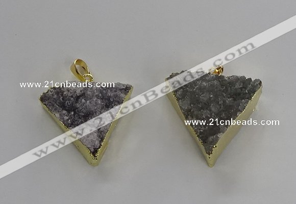 NGP3220 25*30mm - 30*35mm triangle druzy agate pendants