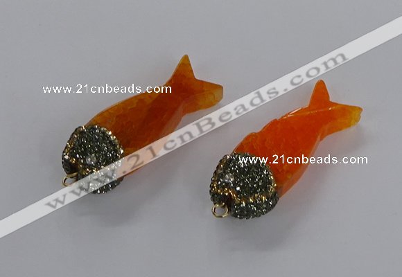 NGP3273 16*52mm - 18*56mm fish-shaped agate gemstone pendants