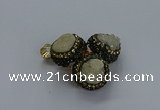 NGP3410 14mm - 16mm coin druzy agate gemstone pendants