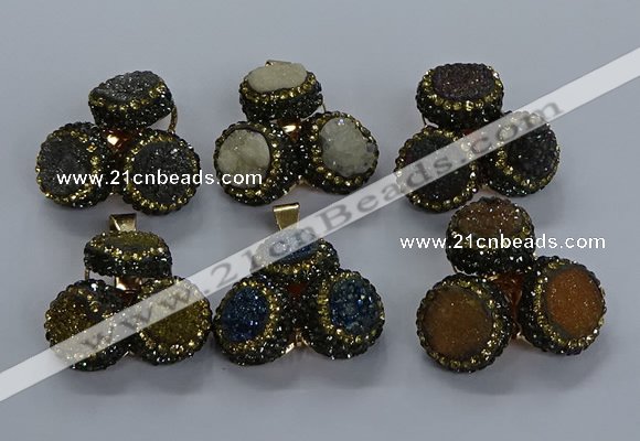 NGP3420 14mm - 16mm coin druzy agate gemstone pendants
