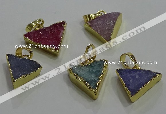 NGP3435 12*16mm - 15*20mm triangle druzy agate gemstone pendants