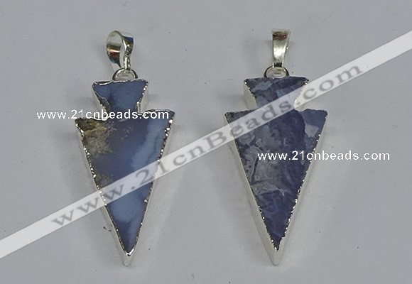 NGP3491 15*30mm - 18*40mm arrowhead blue lace agate pendants
