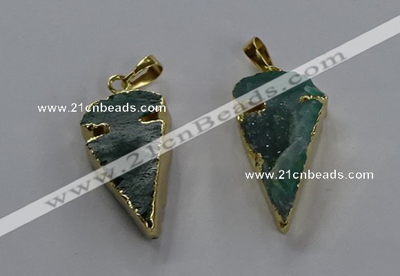 NGP3617 15*30mm - 20*40mm arrowhead druzy agate pendants