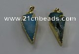NGP3626 15*30mm - 20*40mm arrowhead druzy agate pendants