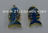 NGP3646 25*50mm - 28*55mm fishbone agate gemstone pendants