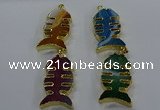 NGP3650 25*50mm - 28*55mm fishbone agate gemstone pendants