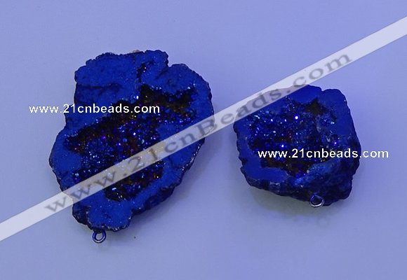 NGP3720 28*35mm - 40*45mm freeform plated druzy agate pendants