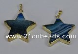 NGP3739 35*35mm star agate gemstone pendants wholesale