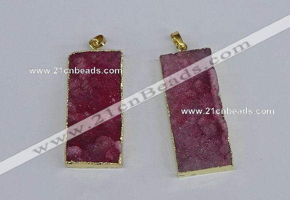 NGP3955 20*50mm - 25*45mm rectangle druzy agate gemstone pendants