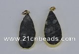 NGP3979 20*40mm - 25*50mm flat teardrop druzy agate pendants